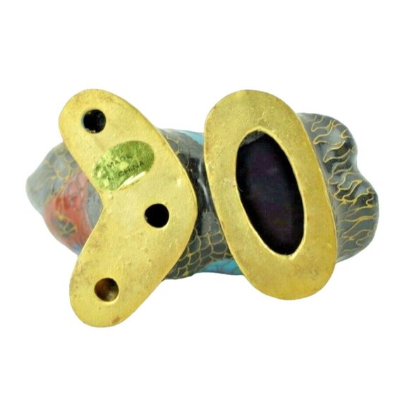 Vintage Decorative Ornate Cloisonné Miniature Enamel Cat Painted Brass 3.5 inche - Picture 7 of 8